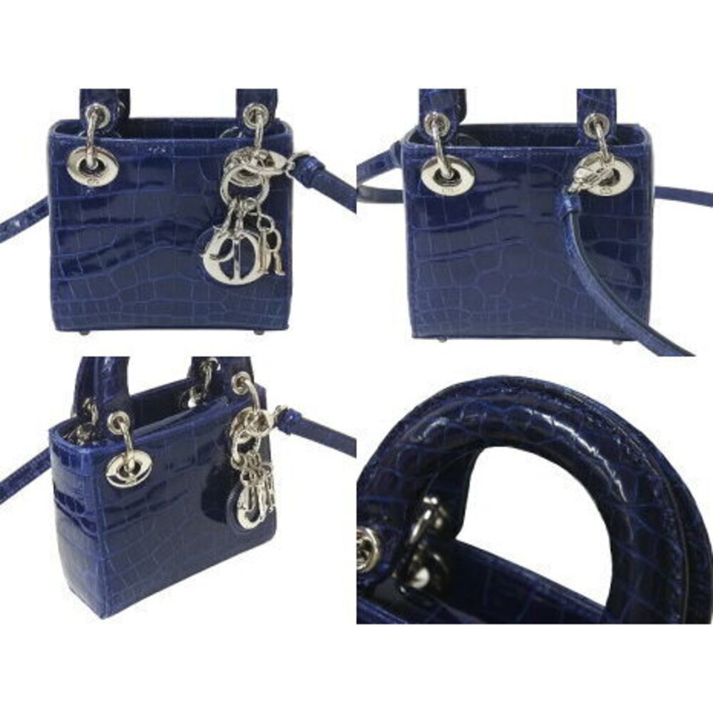Dior Navy Shoulder Crocodile Blue Christian Bag Lady Leather - Picture 4 of 8